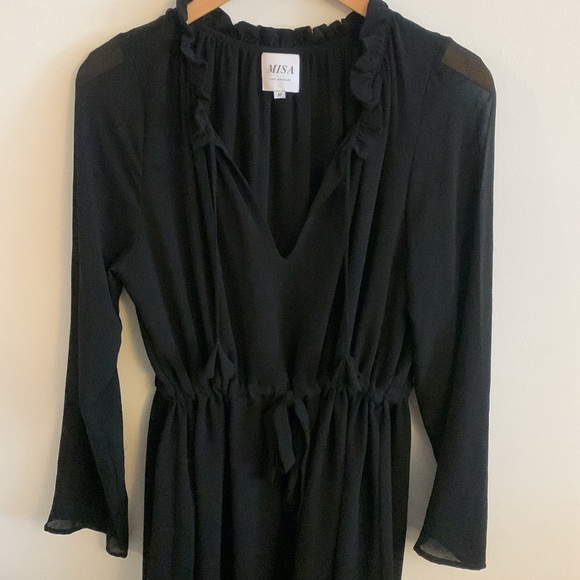 MISA Los Angeles Long Sleeve Midi Dress Black Size Medium - Picture 1 of 8